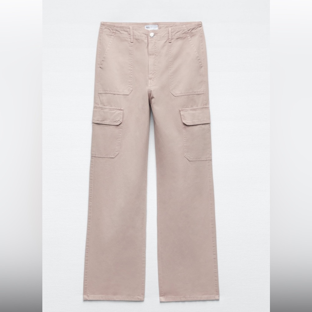ZARA HIGH RISE TRF STRAIGHT LEG CARGO PANTS

CHALK PINK